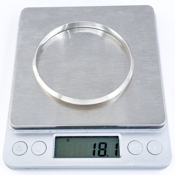 Vintage Sterling Silver 925 Ridge Edge Bangle Bracelet 7.75" - Picture 6 of 7